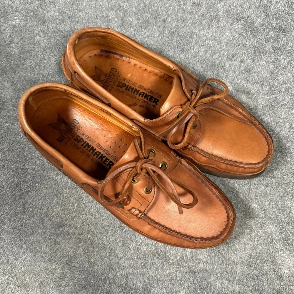 Mephisto Spinnaker Boat Shoes Tan Leather Mens 8 Deck Shoes Air-Relax 7223838074